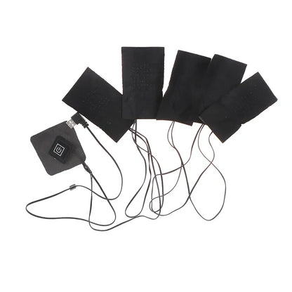 USB Clothes Heater Pad - 3 Gear Adjustable Temperature Electric Heating Sheet for Vest and Jacket - 5 in 1 Heating Warmer Pad