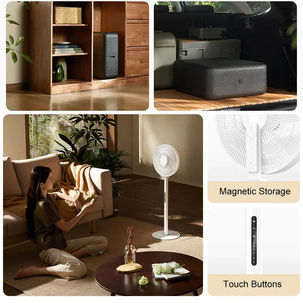MIJIA DC Inverter Floor Fan Pro - Smart Ultra-Thin Retractable Standing Fan with 100 Airflow Settings