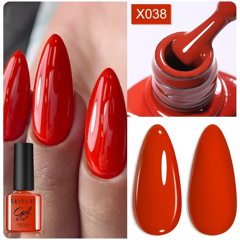LILYCUTE Solid Color Gel Nail Polish 7ml - Semi-Permanent Soak Off UV LED Gel Varnish for Nail Manicure Art