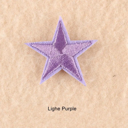 10Pcs Mini Star Embroidery Iron-On Patches – DIY Clothing Appliques Pentagram Stickers for Jackets, Jeans & Bags (Black, White, Gold)