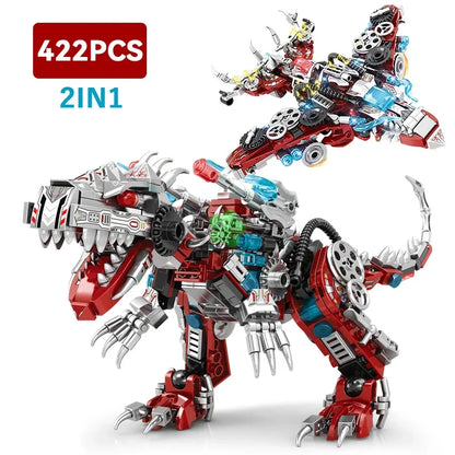 2-in-1 Jurassic Indominus Rex Mechanical Dinosaur Building Blocks Set – City Fighter Dino Park Bricks Toy for Kids