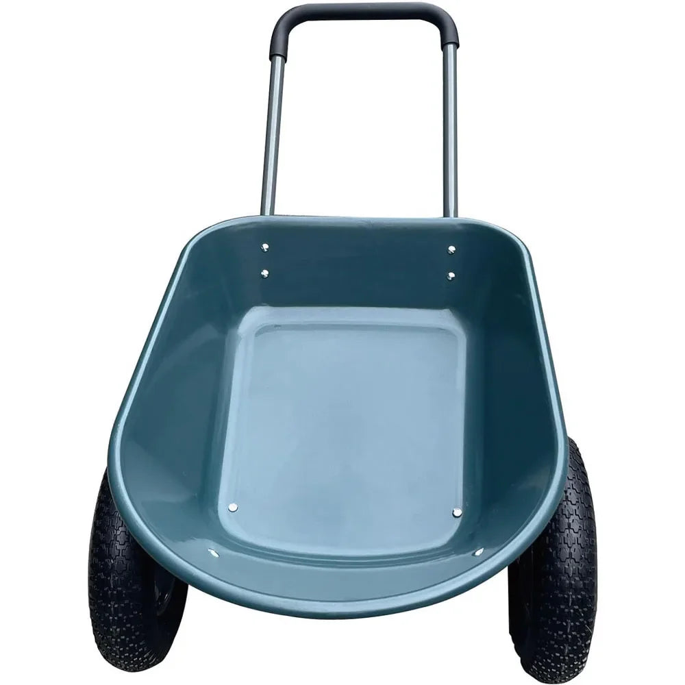 Heavy Duty Poly Yard Dump Cart - 1200LB Towable Utility Wagon with Dual Wheels for Landscaping & Hauling