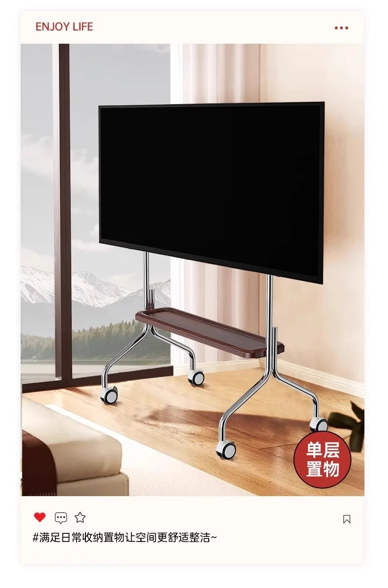 Rolling TV Stand on Wheels – Mobile Cart for 32–75in LCD & LED Flat/Curved TVs, Holds 110lbs, VESA 600x400mm