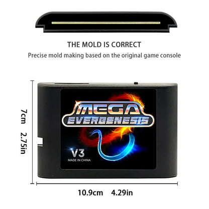 3000 in 1 Mega Genesis V3 Pro Game Card - 4GB TF Memory Card for SEGA Genesis Mega Drive Console
