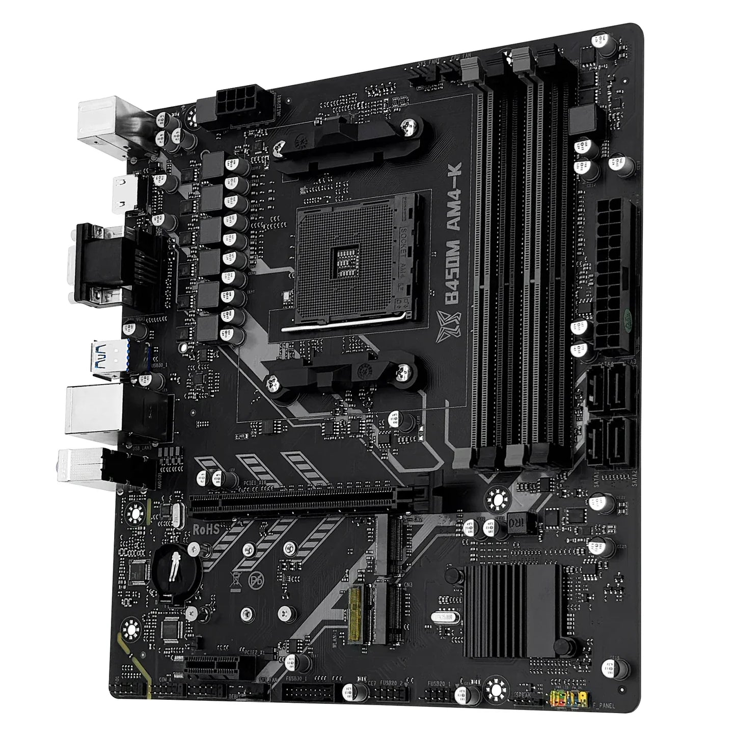 MACHINIST B450M-AM4-K Motherboard – AM4 Ryzen Support, DDR4 RAM, Dual NVMe M.2, HDMI/VGA/DP Interface Gaming PC Board