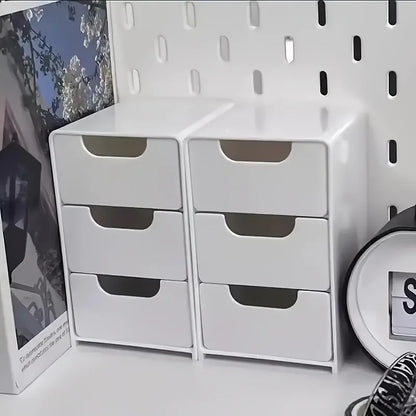 3-Tier Desk Organizer with Drawers – Portable Storage Box for Office Supplies, Jewelry & Cosmetics with Divider Compartments