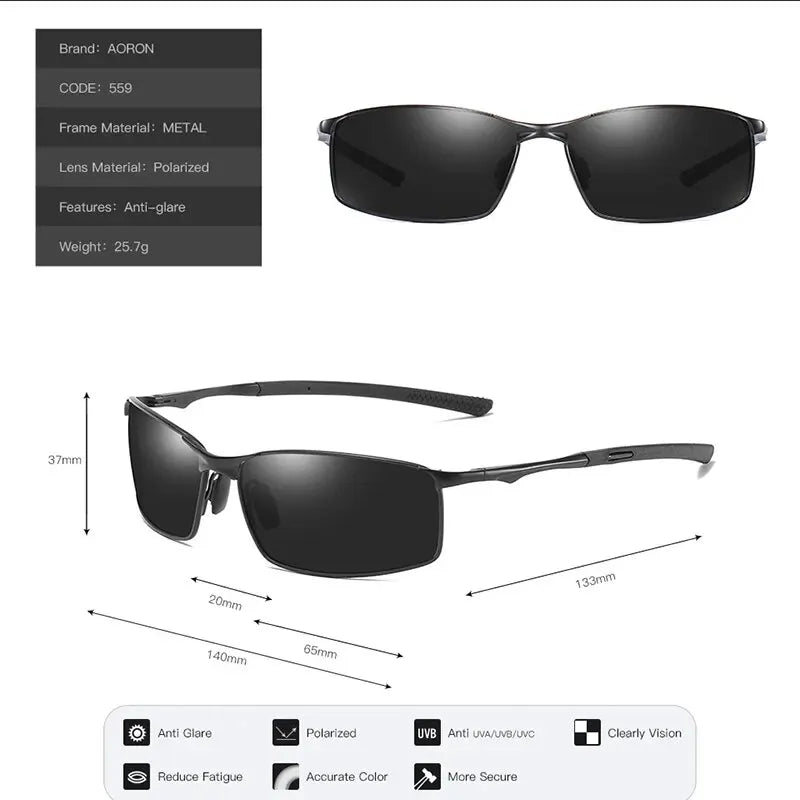 Aoron Polarized Sunglasses — Unisex Driving Mirror Sun Glasses with Metal Frame & UV400