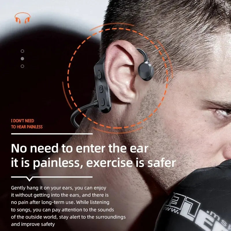 K69 Bone Conduction Earphones – Bluetooth HiFi Wireless Sport Ear-Hook Headset with Mic, Waterproof Earbuds