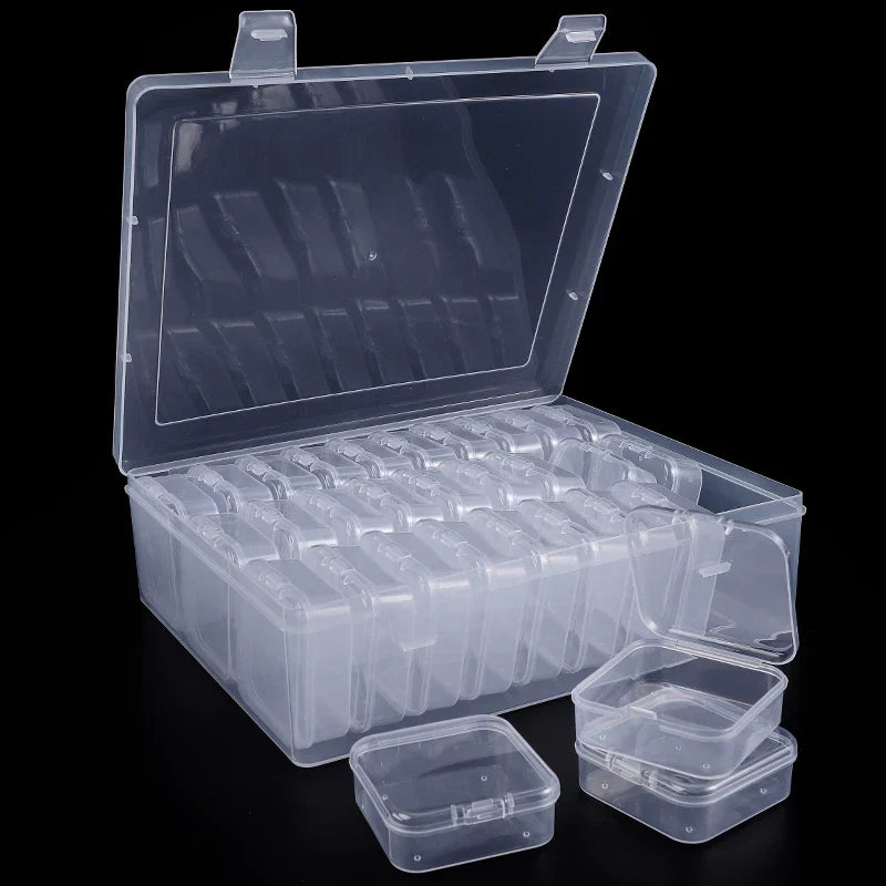 Bead Organizer Box — Clear Plastic Storage Containers with Hinged Lids for Crafts & Jewelry