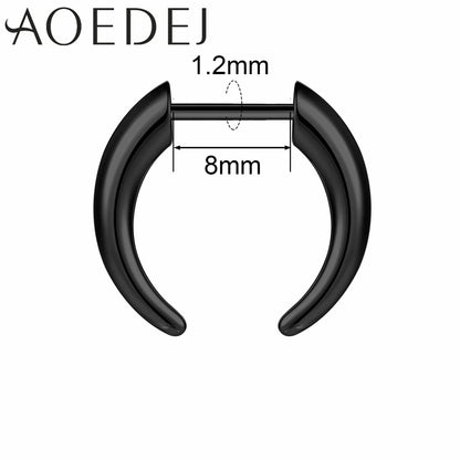 AOEDEJ 16G Stainless Steel Plug-In Style Nose Ring – Spike Ox Horn Septum Ring for Men & Women Large Gauge Body Piercing (8–10mm) Single Piece