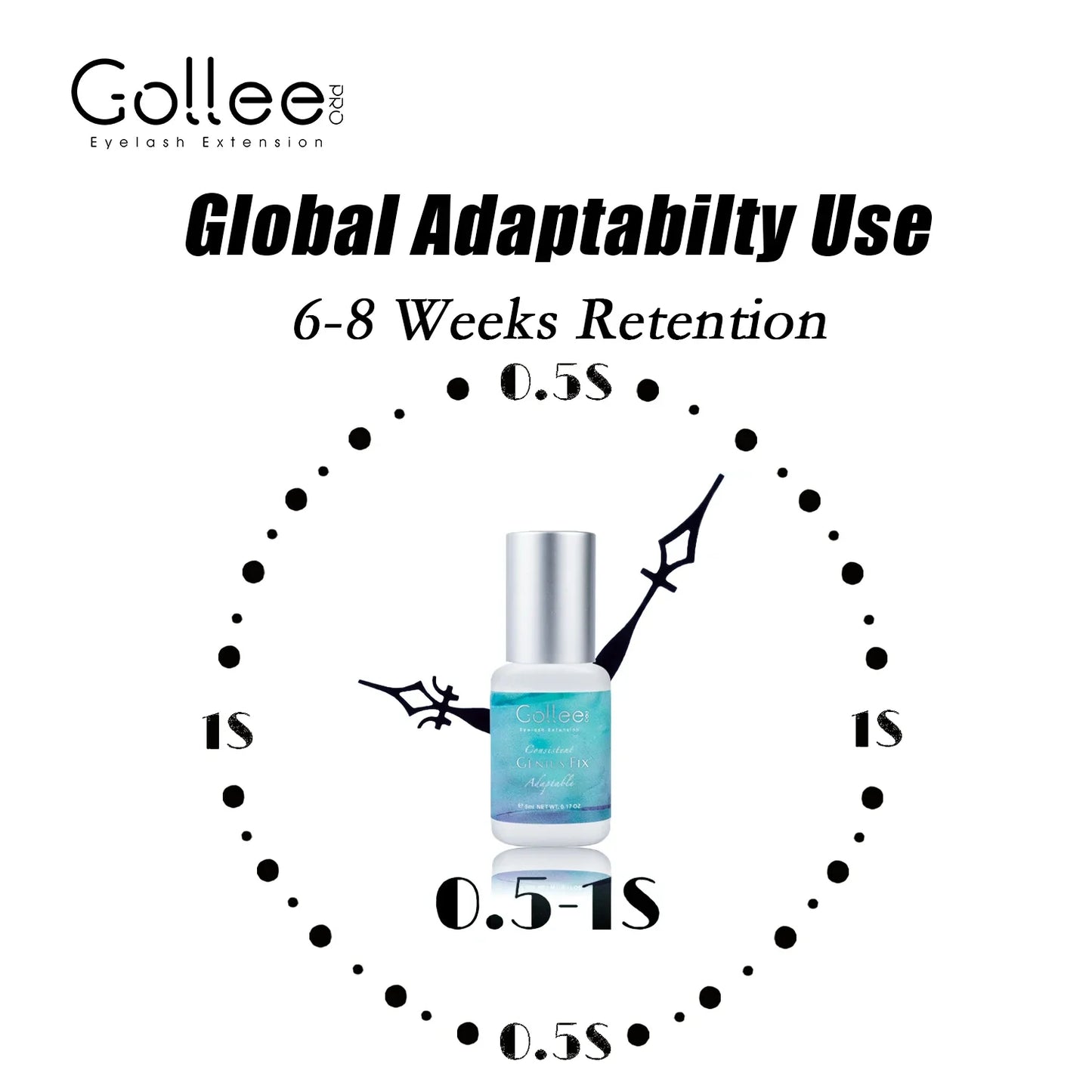 New Gollee 0.5s Quick-Dry Waterproof Eyelash Extension Glue – 6-8 Weeks Long-Lasting Adhesive