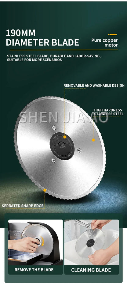 801 Electric Meat Slicer – 200W Household Fruit, Mutton, and Bread Slicing Machine with 1-15mm Adjustable Thickness