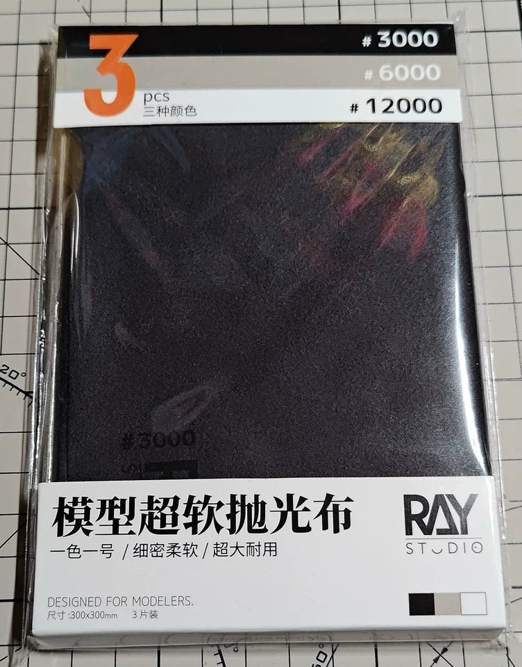 RAYSTUDIO Ultra-Soft Polishing Cloth Set #3000 #6000 #12000 300x300mm – Model Figure Cleaning & Finishing Cloth