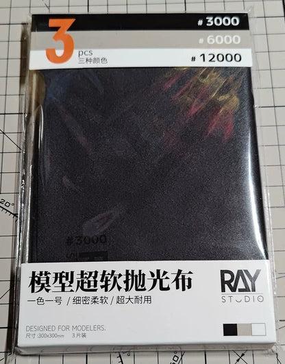 RAYSTUDIO Ultra-Soft Polishing Cloth Set #3000 #6000 #12000 300x300mm – Model Figure Cleaning & Finishing Cloth