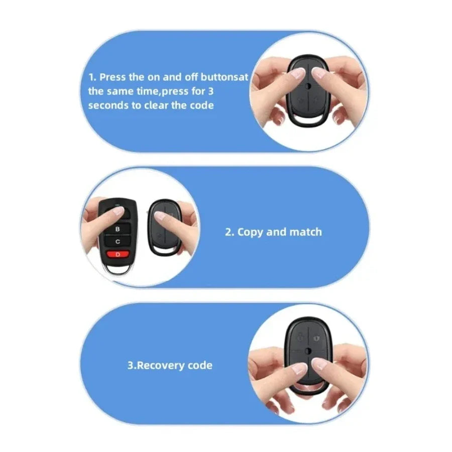 433MHz Universal 4 Key Turtle Clone Remote Control – Wireless Copy Remote with Battery