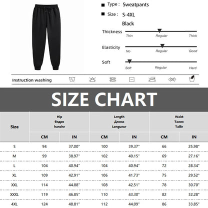 Men's Sweatpants - Spring Autumn Fleece Sport Pants with Drawstring & Pockets, Oversized Casual Trousers