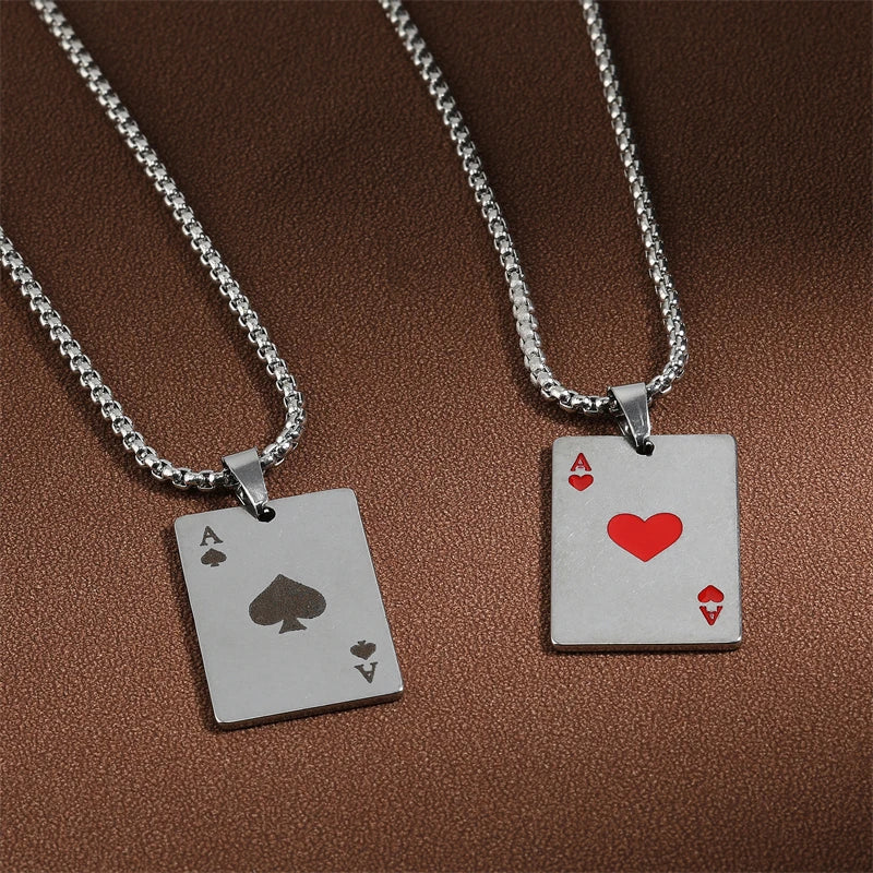 Ace of Spades Playing Card Necklace – Trendy Pendant Chain for Men & Women