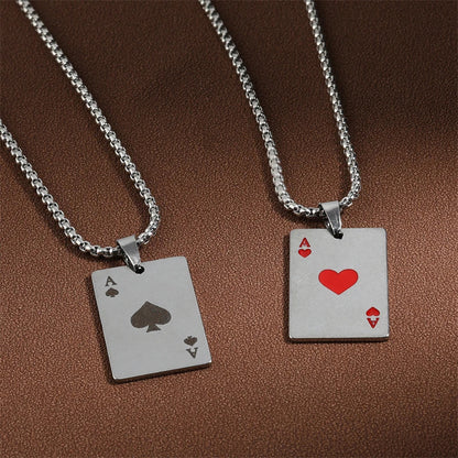 Ace of Spades Playing Card Necklace – Trendy Pendant Chain for Men & Women
