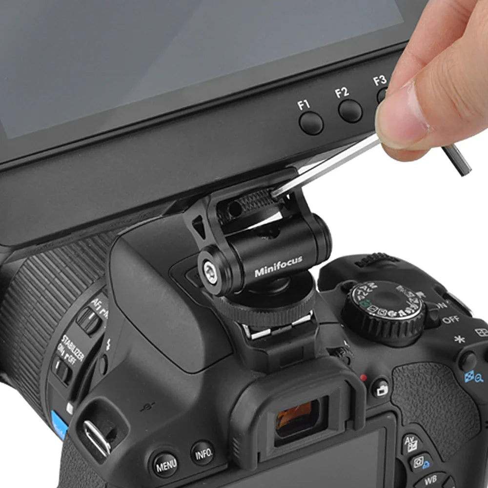 Minifocus Cold Shoe Monitor Holder – Adjustable 180° Tilt Mount for Camera Field Monitors & Microphones