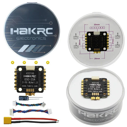 HAKRC 4-in-1 Blheli_S ESC — 15A/25A Dshot600 2-4S, 20x20mm for RC FPV Racing Drone