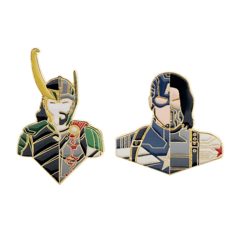 2-Piece American Hero Enamel Pin Set - Metal Lapel Badges for Cosplay & Gifts
