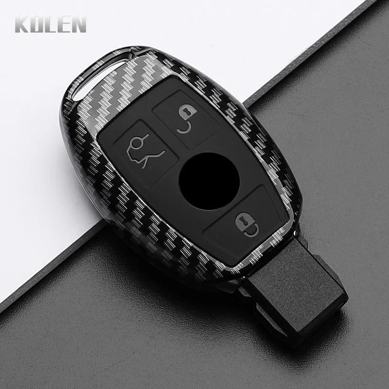 ABS Carbon Fiber Car Key Case Cover – Compatible with Mercedes Benz W204/W205/W212/W213/W176/W177/W219 A/B/C/E/S/GLC/CLA/AMG Fob