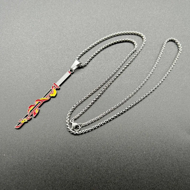 Demon Slayer Anime Necklace – Kimetsu no Yaiba Enamel Pendant Choker, Stainless Steel Cosplay Jewelry Gift
