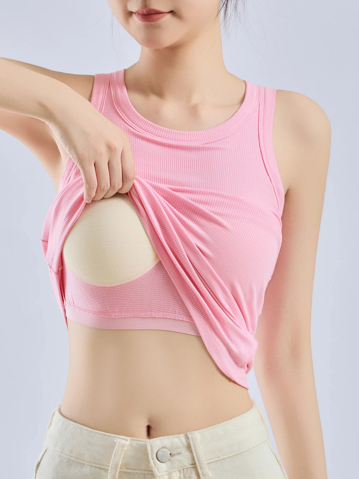 Women's Threaded Strap Camisole with Built-In Bra Pads - Solid Color Layering Tank Top