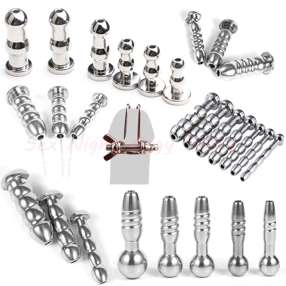 28-Piece Stainless Steel Urethral Sound Set – Hollow Urethra Dilator & Male Stimulation Chastity Toy