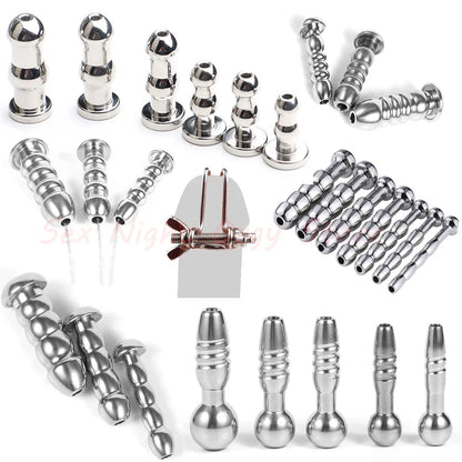 28-Piece Stainless Steel Urethral Sound Set – Hollow Urethra Dilator & Male Stimulation Chastity Toy