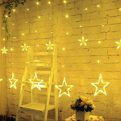 3.5M Star Curtain LED String Lights – 138 LEDs Fairy Lights for Christmas, Home, Bedroom, Window, Outdoor Party, and Holiday Decoration