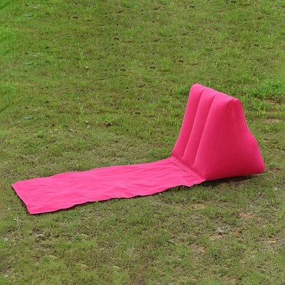 Foldable Inflatable Travel Mattress : Soft Beach Mat, Air Bed Chair, Camping Lounger with Back Pillow Cushion - Leisure Beaching Seat