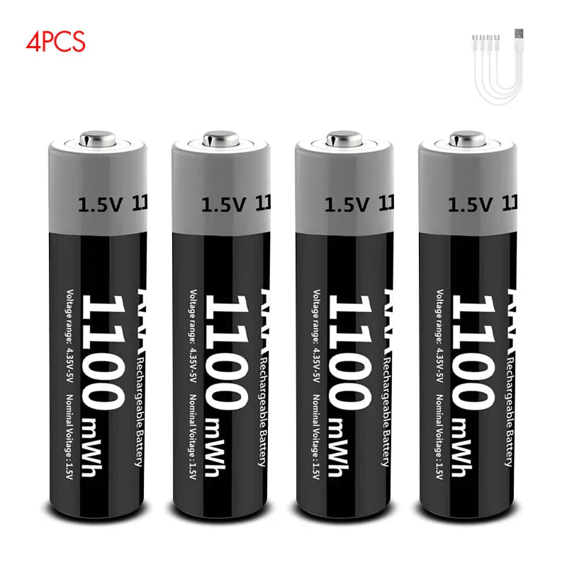 MATOV USB Rechargeable Li-ion AA 3400mWh & AAA 1100mWh 1.5V Batteries Pack
