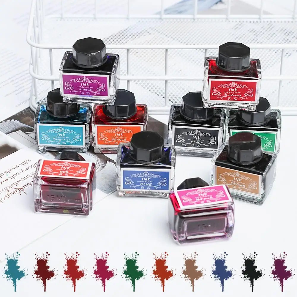 15ml Carbon-Free Fountain Pen Ink — Non-Carbon Ink Bottle for Stationery & Printing