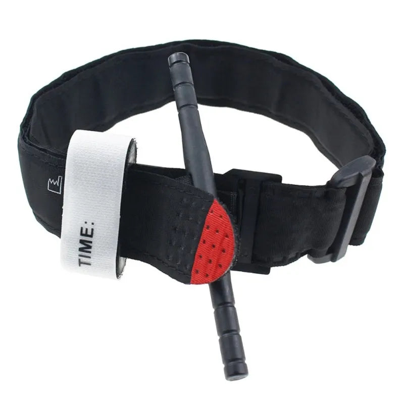 Military-Grade Tourniquet with Red Tip - Tactical Combat Application, Emergency Medical Belt for Outdoor Survival and First Aid