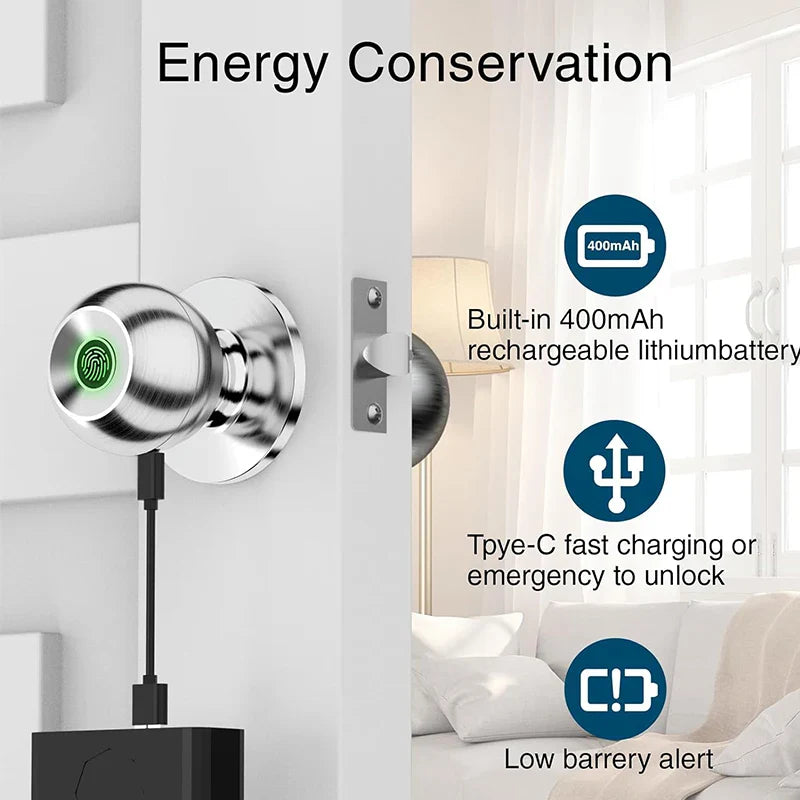 CIEPOJIET Bluetooth Fingerprint Smart Lock – Keyless Tuya App Door Lock with Fingerprint Access