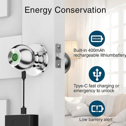CIEPOJIET Bluetooth Fingerprint Smart Lock – Keyless Tuya App Door Lock with Fingerprint Access