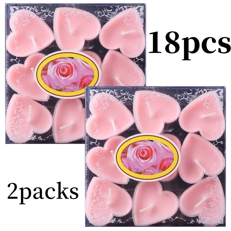 9pcs Heart-Shaped Scented Tea Candles – Valentine's Day Romantic Love Candles for Proposals, Weddings, & Anniversaries