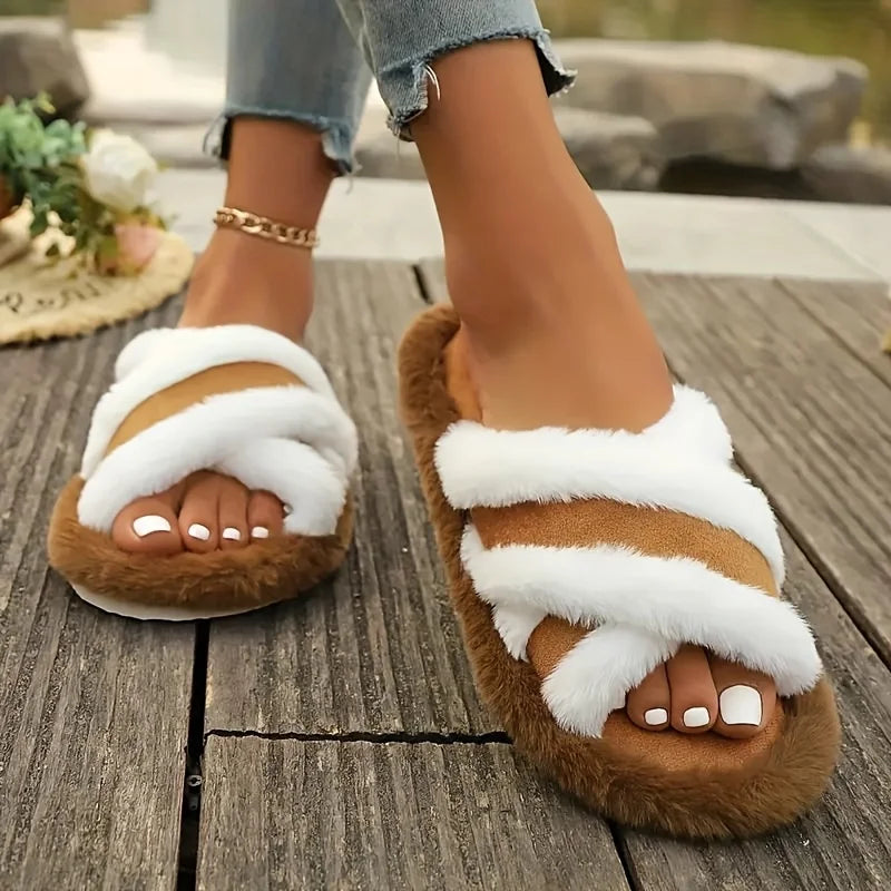 Women’s Cross Band Slippers — Lightweight EVA Open Toe Slides for Indoor & Outdoor Spring Autumn Wear