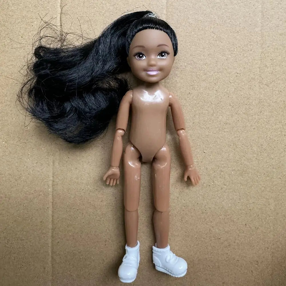 14cm Little Kelly Movable Doll — 5-Inch 1/12 BJD Reborn Toy for Boys & Girls, Dark/Light Skin, White, Blonde & Black Hair