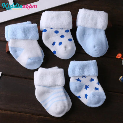 Kiddiezoom 5 Pairs Non-Skid Baby Socks – Unisex Cotton Shoes for 0-12 Months Baby Boys & Girls