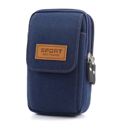 6.5" Men’s Canvas Waist Pack – Soft Pouch Belt Bag for Running, Travel & Camping