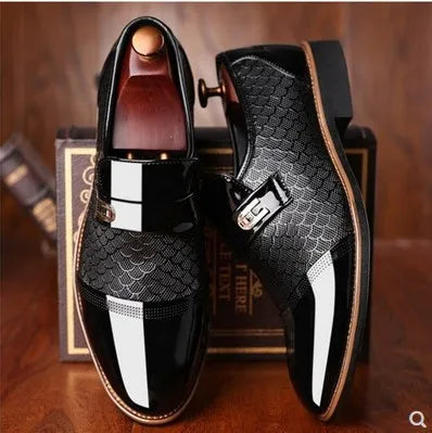 Men’s Embossed Leather Shoes - Classic Luxury Fashion Non-Slip Wear-Resistant Black Footwear