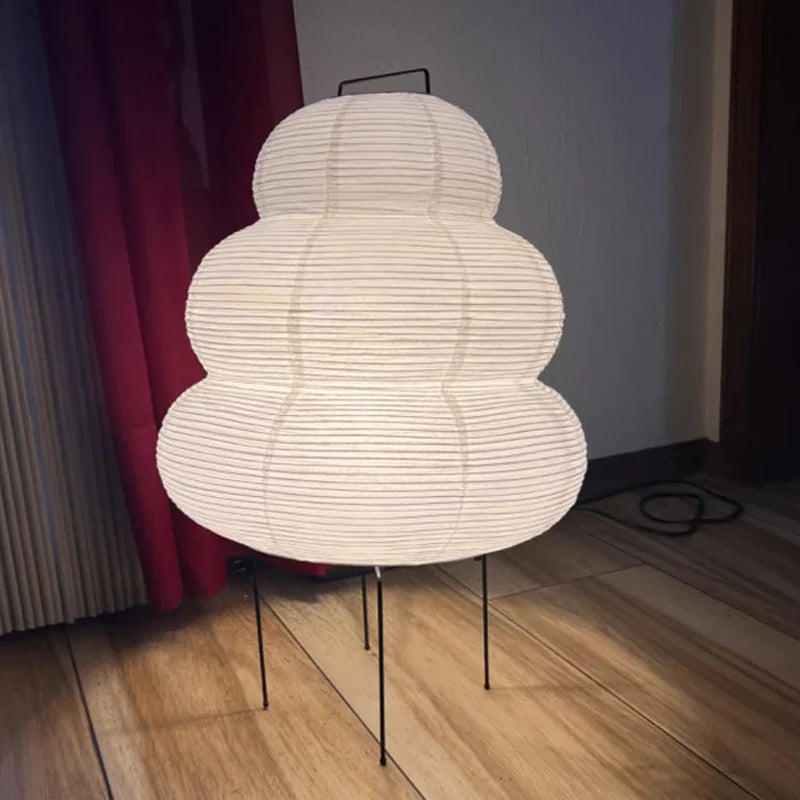 Japanese Style LED Rice Paper Desk Lamp – Tricolor Dimming Home Art Decoration for Living Room, Hotel, Bedroom & Bedside Night Light