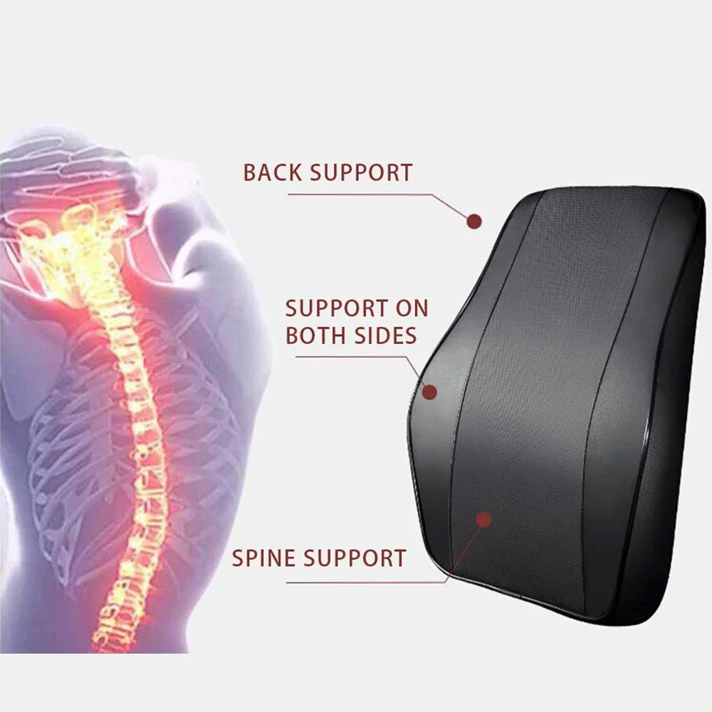 Breathable Memory Foam Car Neck & Lumbar Support Pillow – Slow Rebound Headrest Cushion for Comfortable Driving