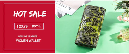CONTACT'S Genuine Leather Short Wallet for Women — Luxury Designer Card & Coin Holder, Mini Money Clip Wallet with Free Shipping