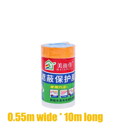 10M Pre-Taped Masking Film Disposable Dust-Proof Plastic Drop Cloth for Painting & Furniture Protection