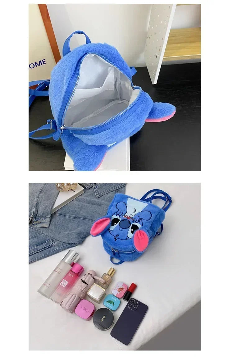 Disney Blue Stitch Plush Backpack – Large-Capacity Cartoon Bag for Kids & Kindergarten Gift
