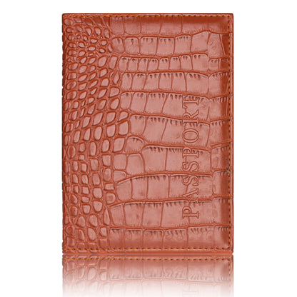 Crocodile PU Leather Passport Holder – Slim Minimalist Travel Wallet for Men & Women