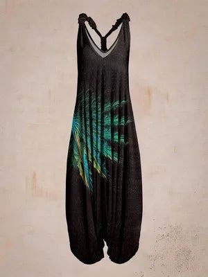 Bohemian Wide Leg Jumpsuit - Vintage Mandala Paisley Print Loose Fit Backless Women Harem Romper